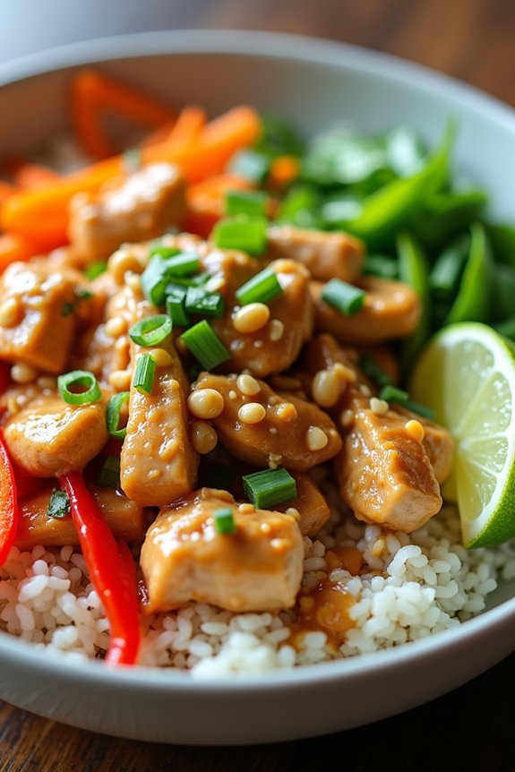 thai peanut chicken bowl