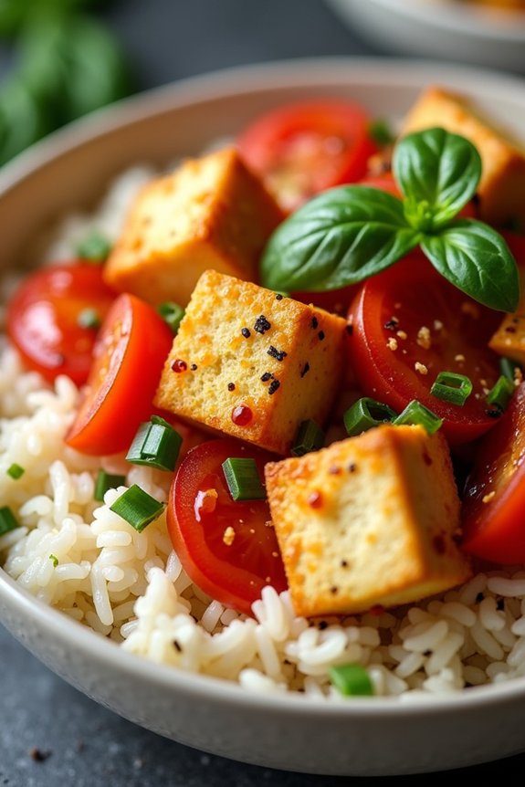 tofu tomato basil bowl