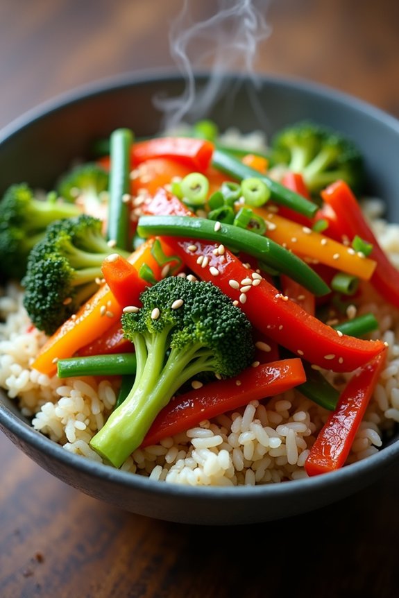 vegan stir fry rice bowl
