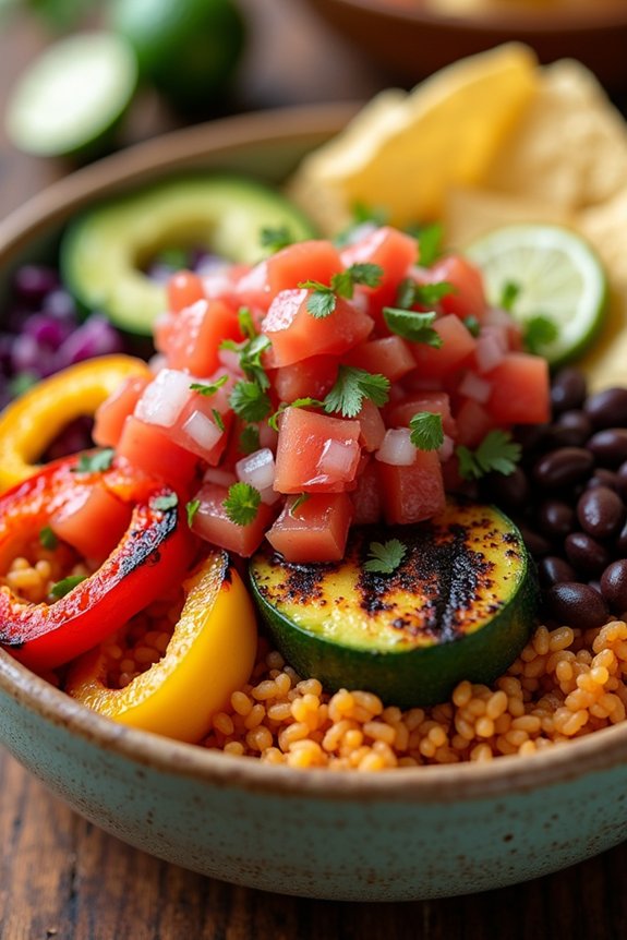 vibrant grilled veggie rice bowl