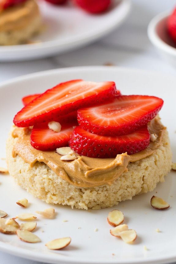 almond butter strawberry rice cakes