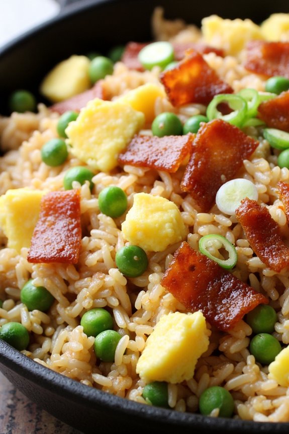 bacon and pea fried rice
