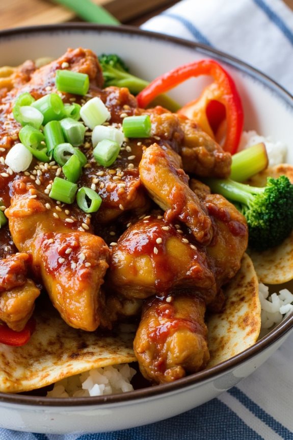bbq chicken rice cake bowl