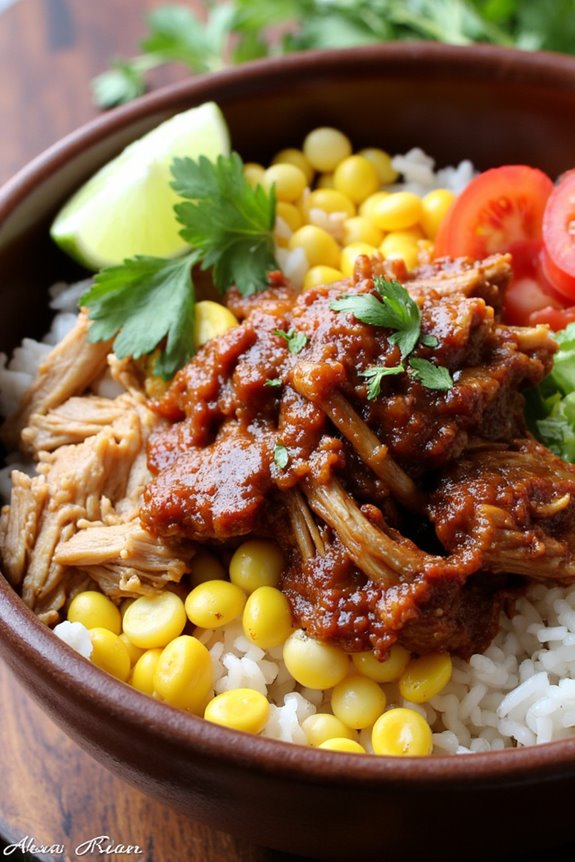 bbq pulled pork rice bowl