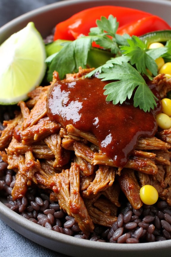 bbq pulled pork rice bowl