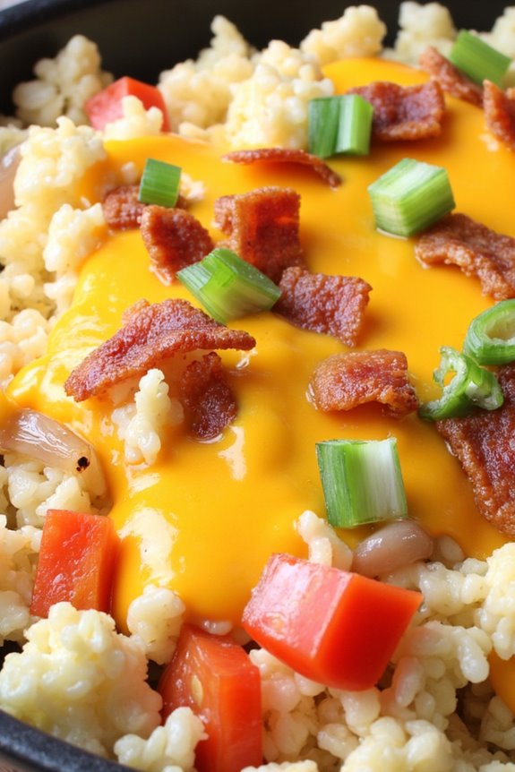 cheesy bacon cauliflower fried rice