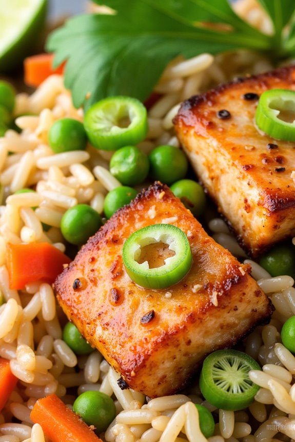 cilantro lime salmon fried rice