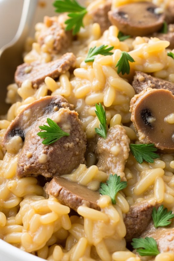 comforting beef stroganoff casserole