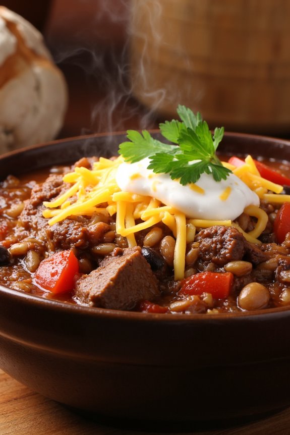 comforting beef wild rice chili