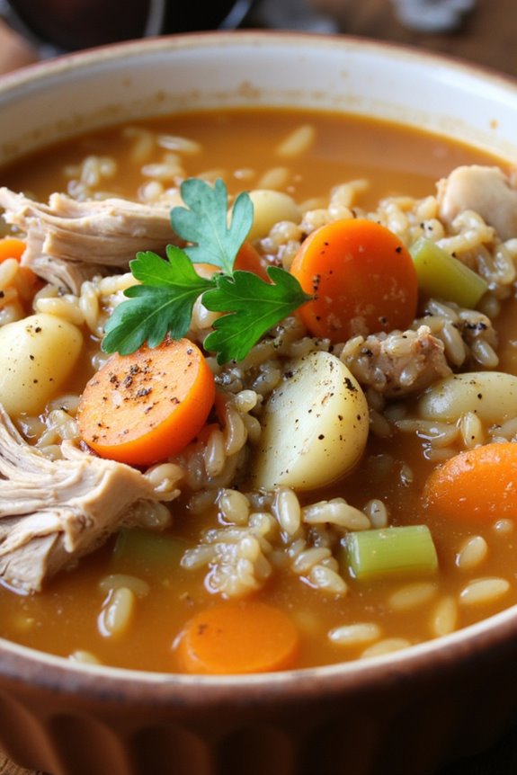 comforting turkey wild rice stew