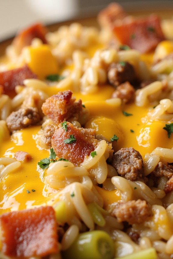 creamy bacon cheese rice