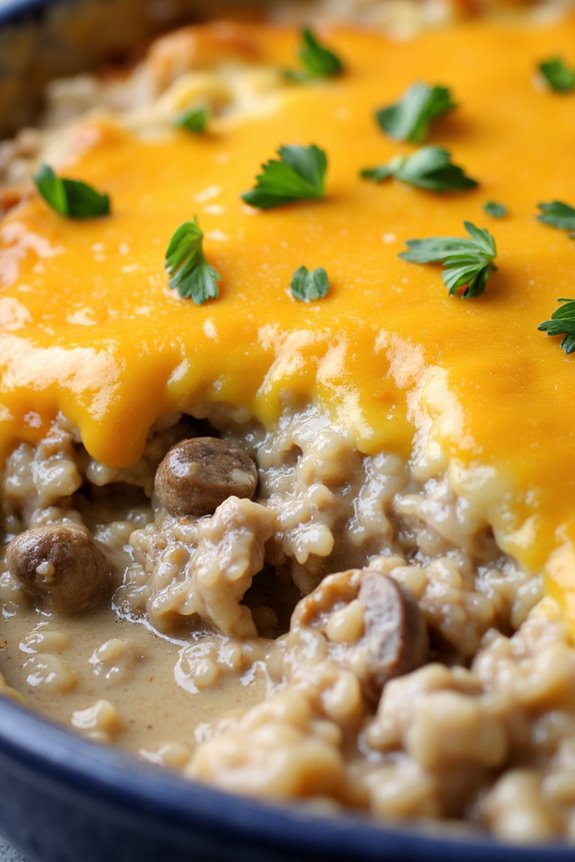 creamy beef mushroom casserole