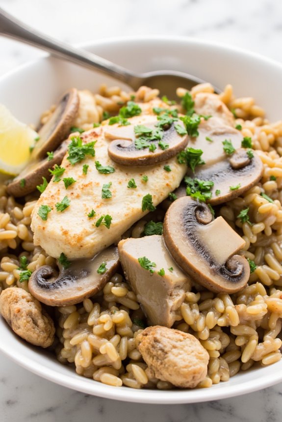 creamy chicken and mushroom rice