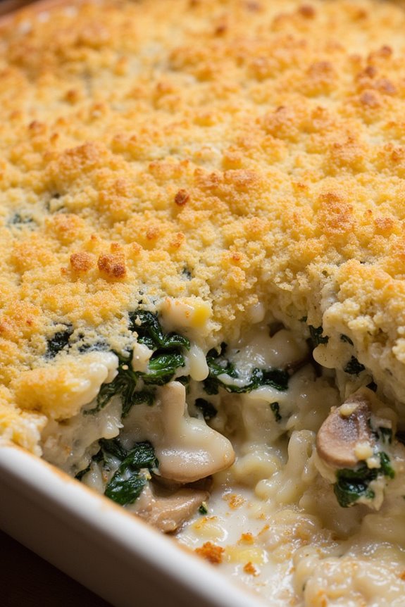 creamy mushroom spinach casserole