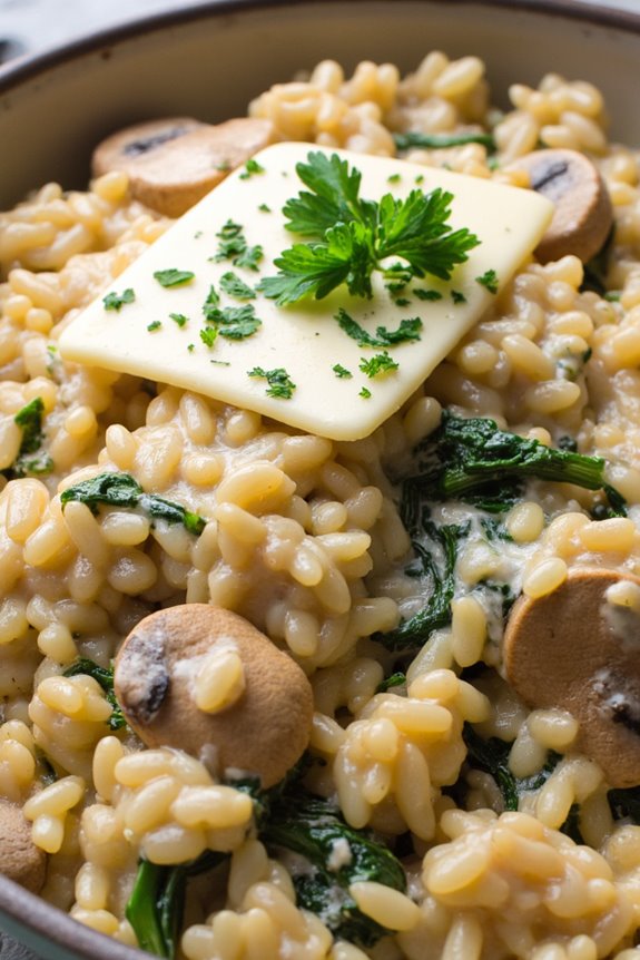 creamy mushroom spinach rice
