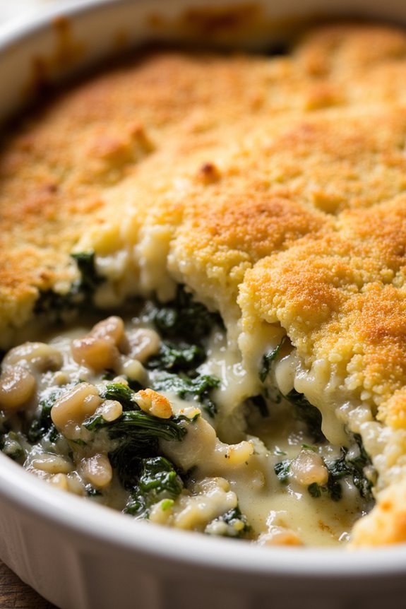 creamy spinach wild rice gratin