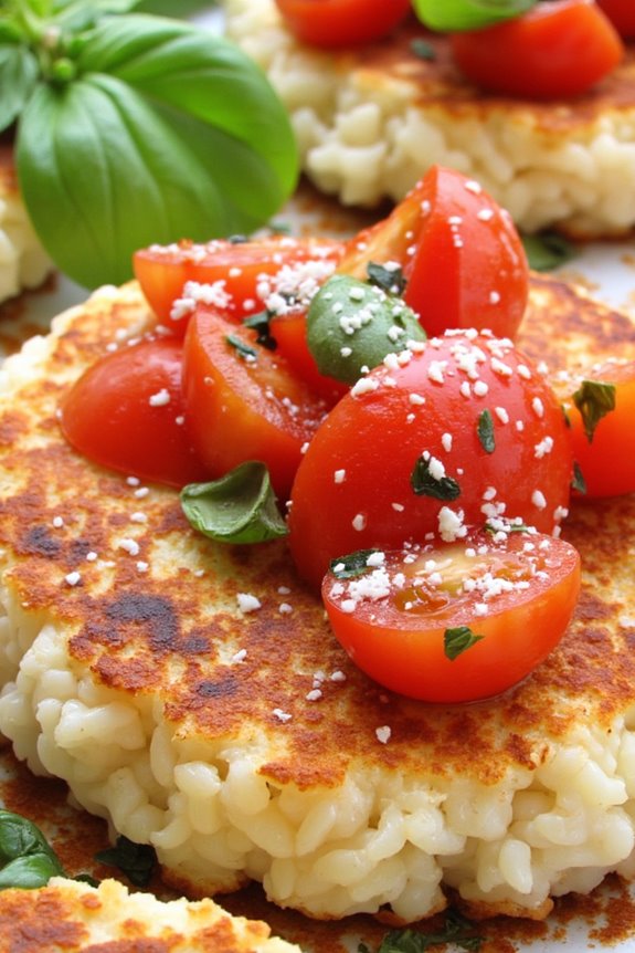 crispy tomato basil rice cakes