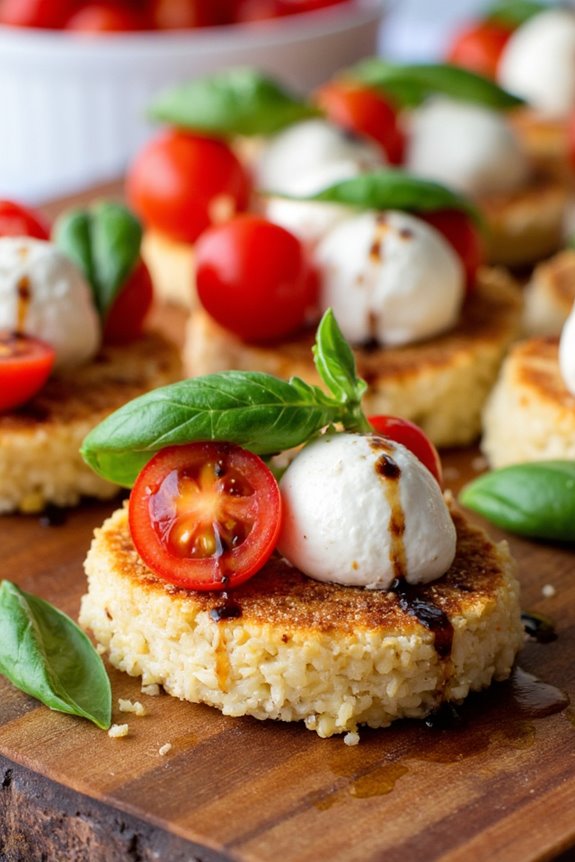 crunchy caprese rice bites