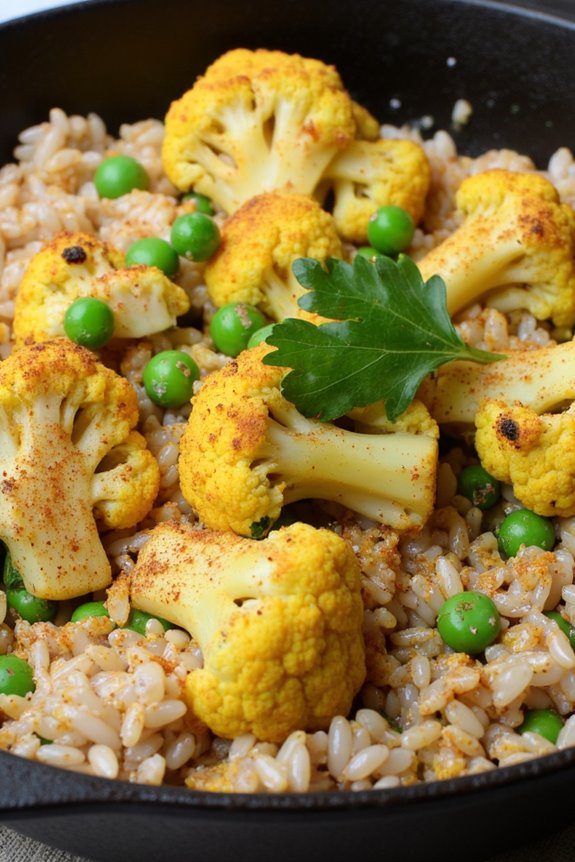 curried cauliflower wild rice skillet