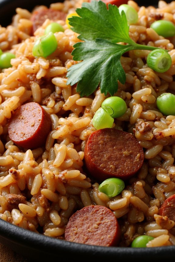 flavorful ground beef sausage rice