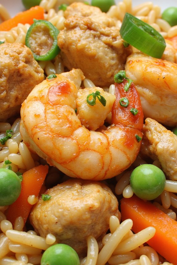 garlic butter chicken shrimp rice