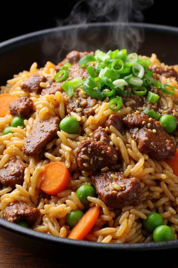 garlic ginger beef fried rice