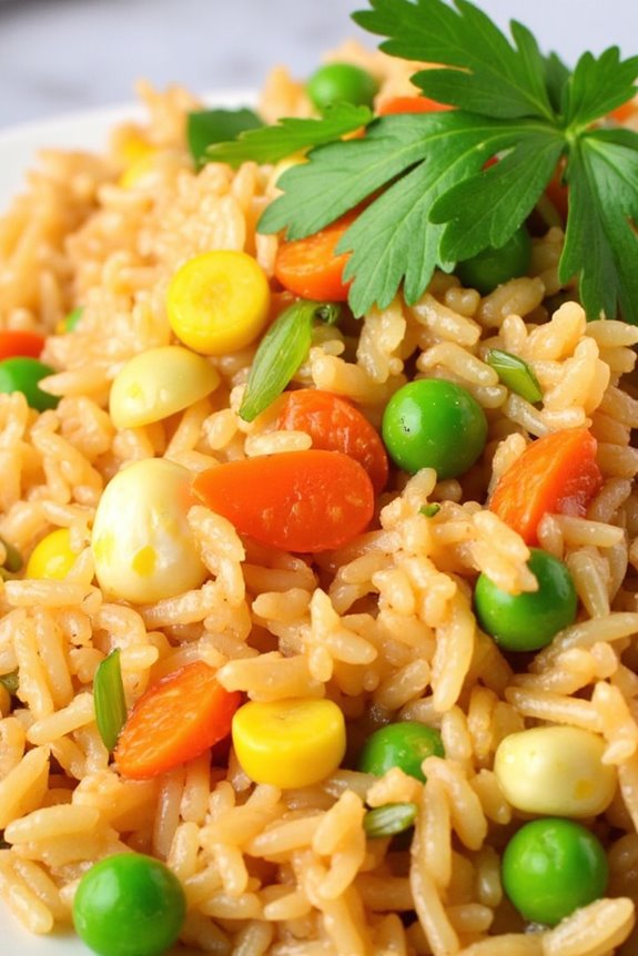 garlic herb air fryer rice