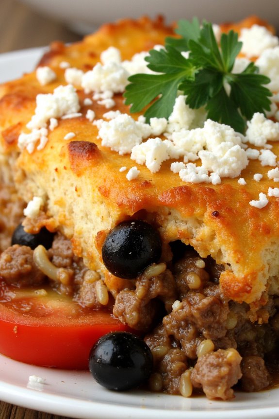 greek beef rice casserole