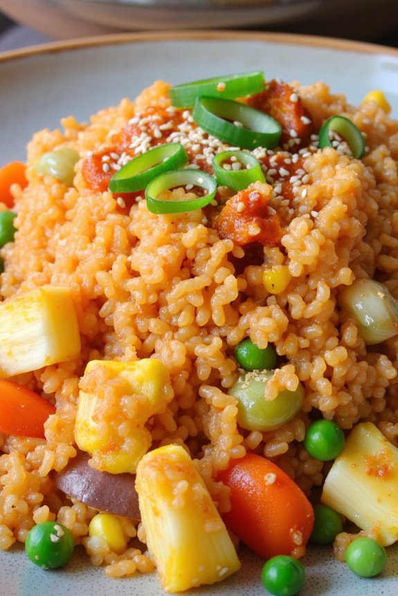 healthy kimchi cauliflower fried rice