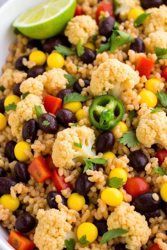 healthy mexican cauliflower fried rice