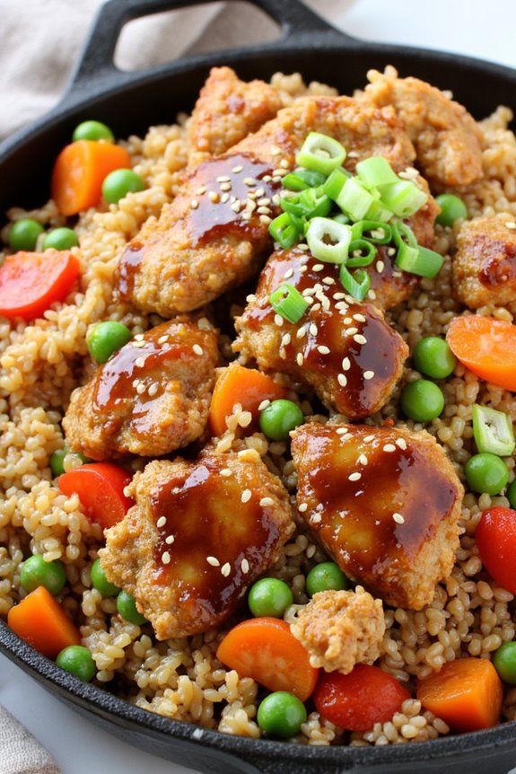 healthy teriyaki quinoa fried rice