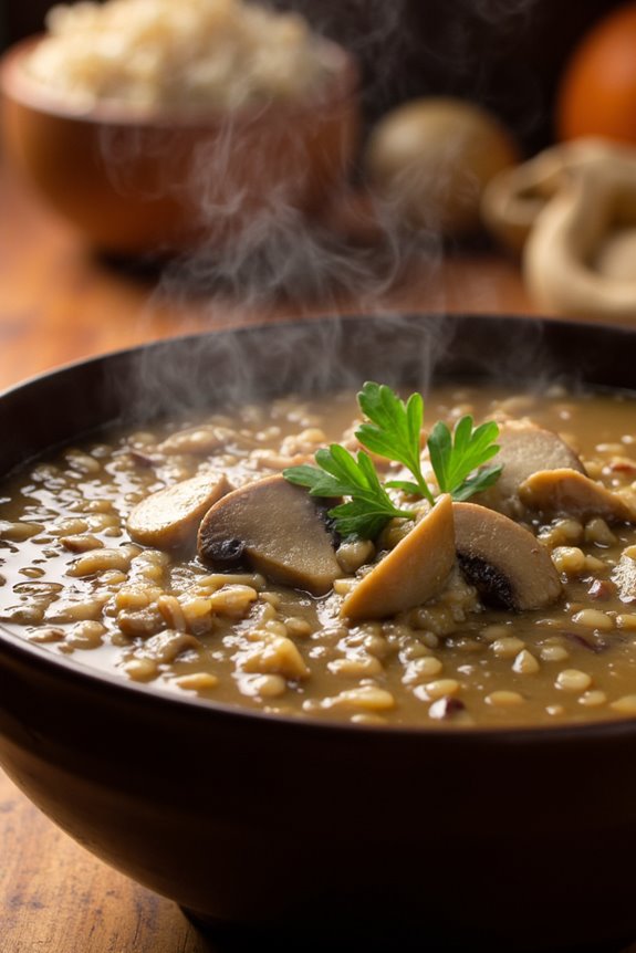 hearty mushroom wild rice soup