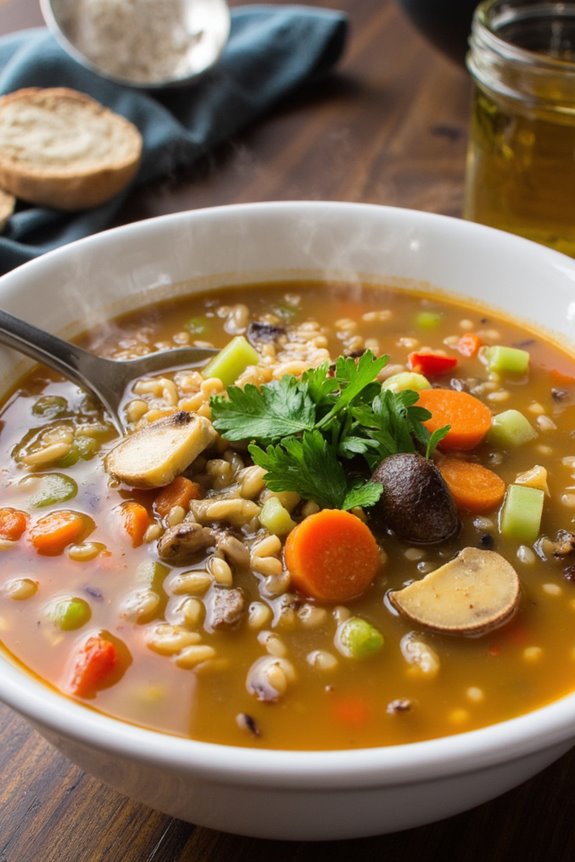 hearty vegan wild rice soup
