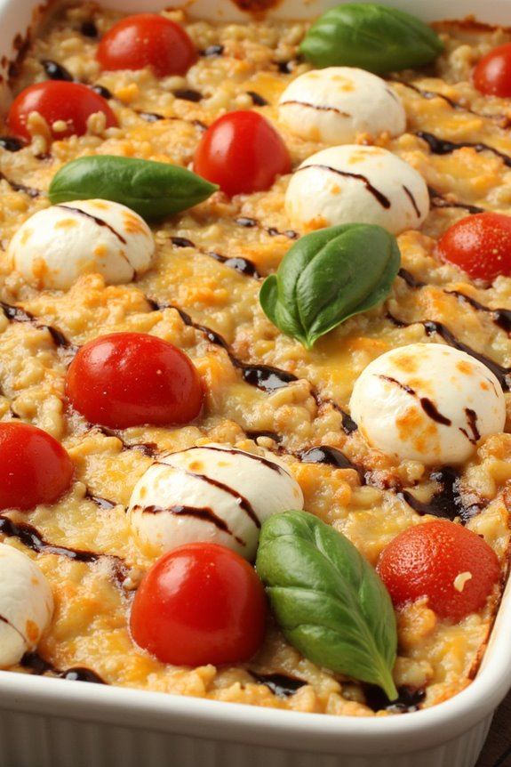 italian caprese rice casserole