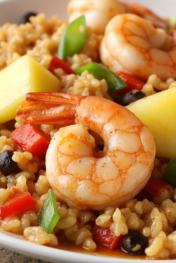 keto friendly shrimp pineapple rice