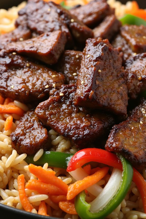 korean inspired beef rice dish