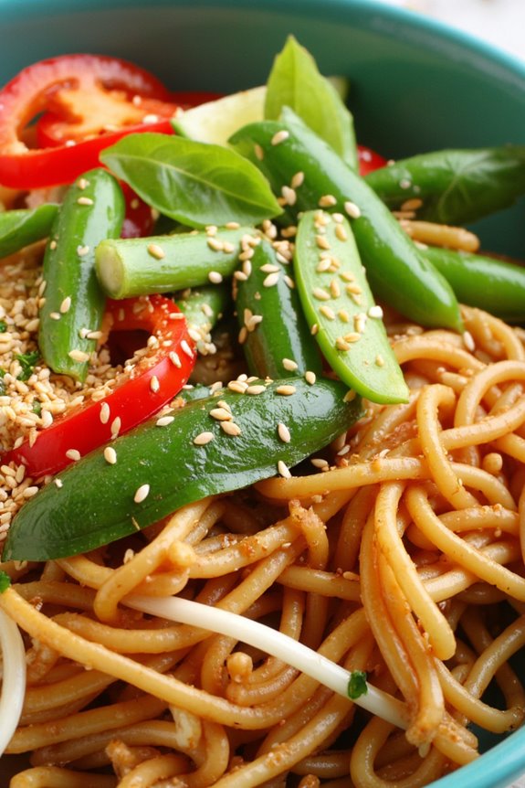 lemon basil crispy noodle bowl