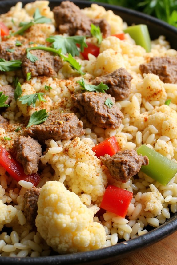 low carb cauliflower dirty rice