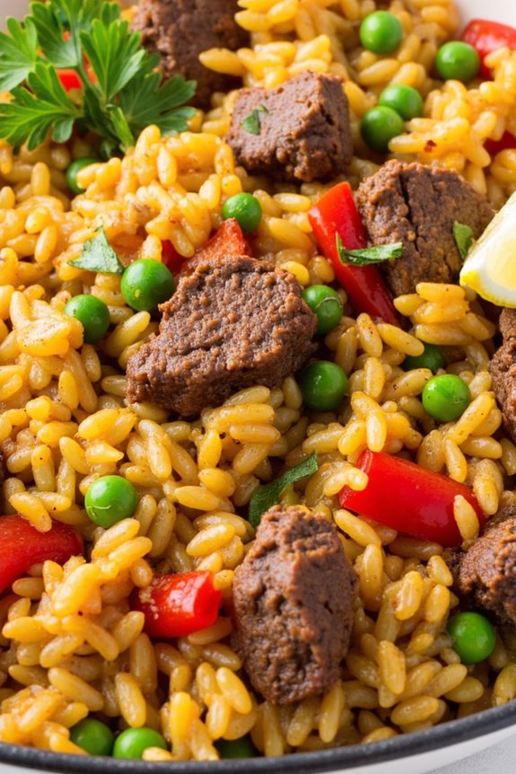 mediterranean beef rice pilaf