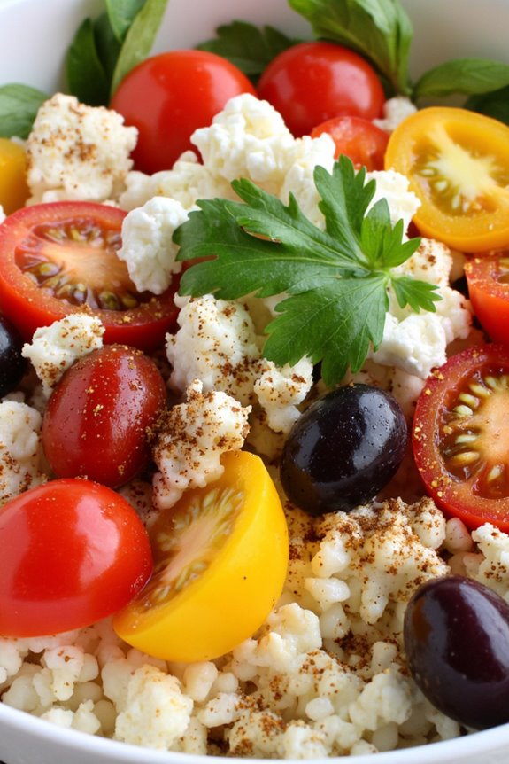 mediterranean cauliflower rice bowl
