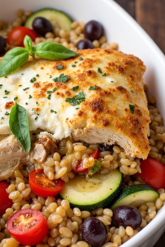 mediterranean chicken farro casserole
