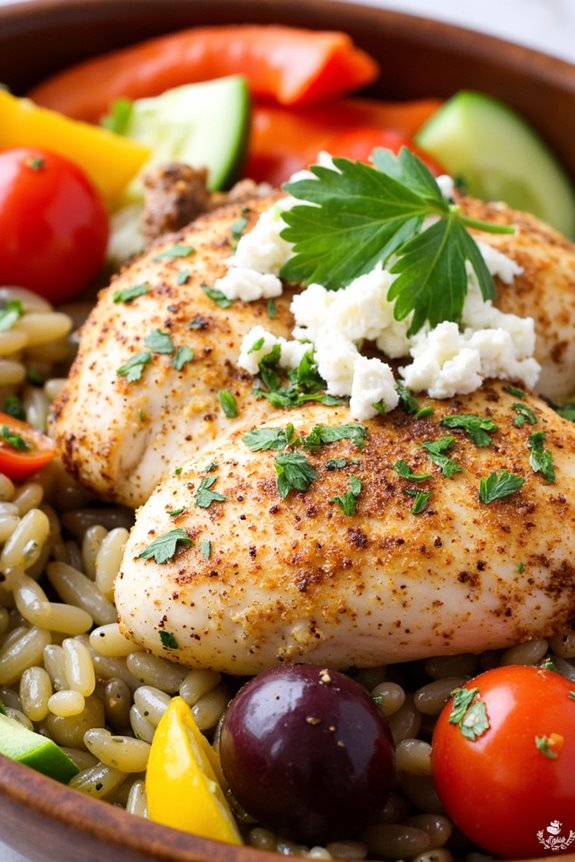 mediterranean chicken rice bowl