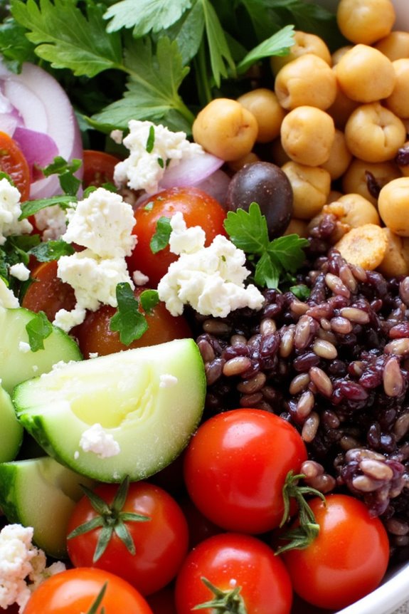 mediterranean chickpea feta bowl