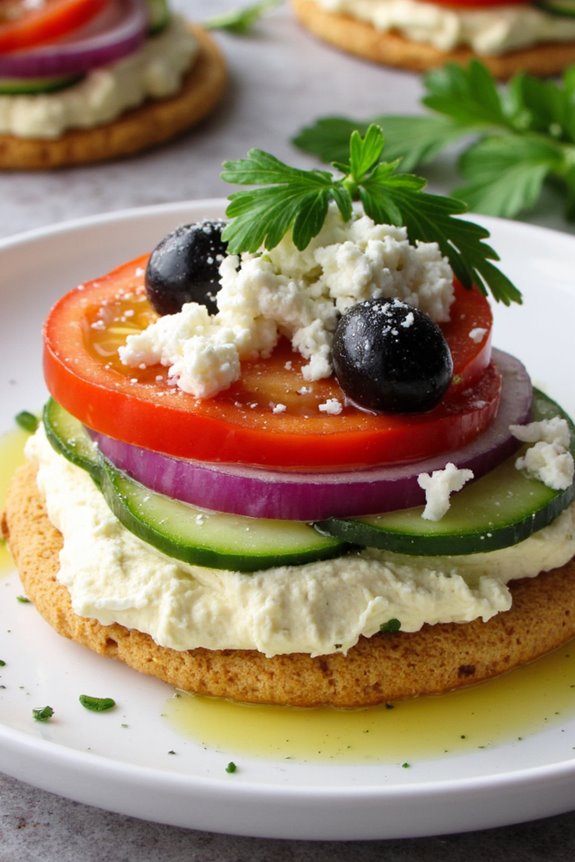 mediterranean hummus veggie stacks