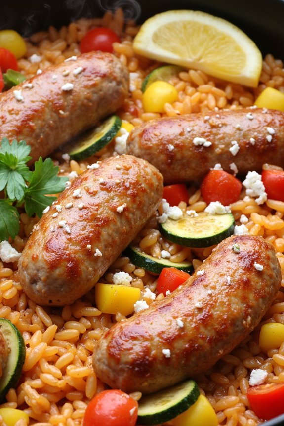 mediterranean sausage rice skillet