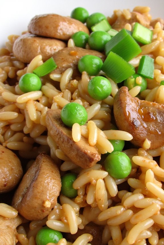 mushroom and pea fried rice