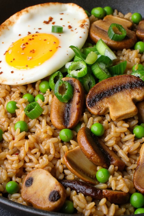 mushroom and pea fried rice