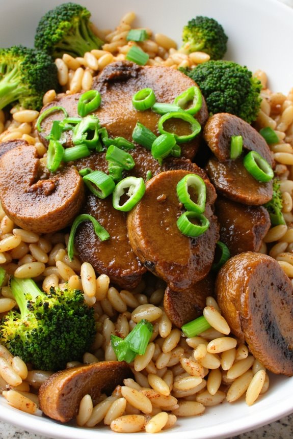 mushroom broccoli dirty rice recipe
