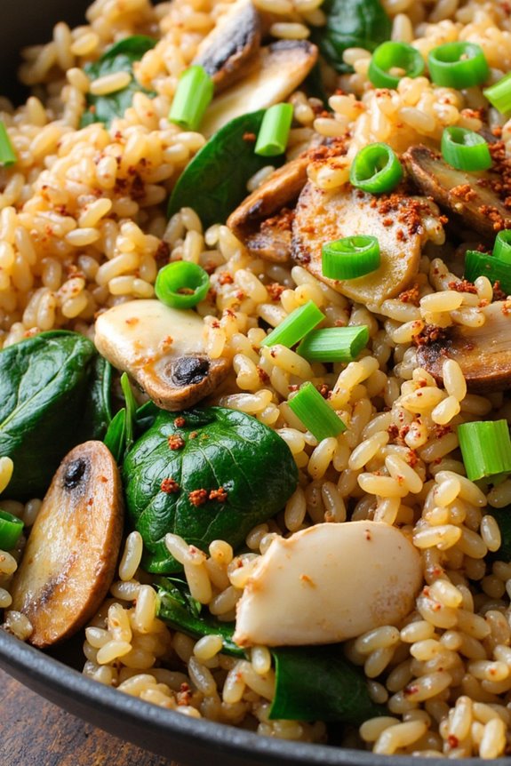 mushroom spinach fried rice