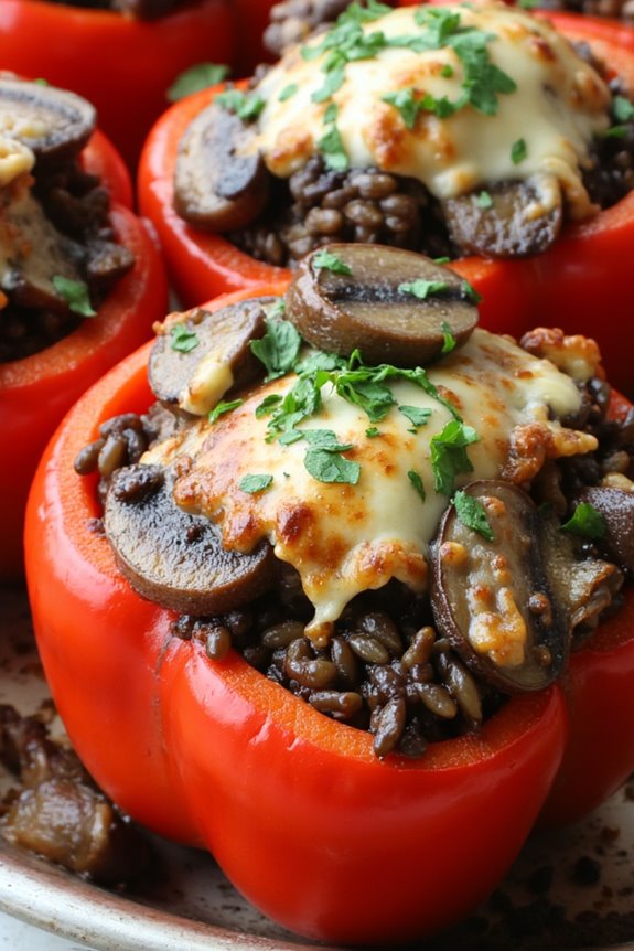 mushroom wild rice stuffed peppers